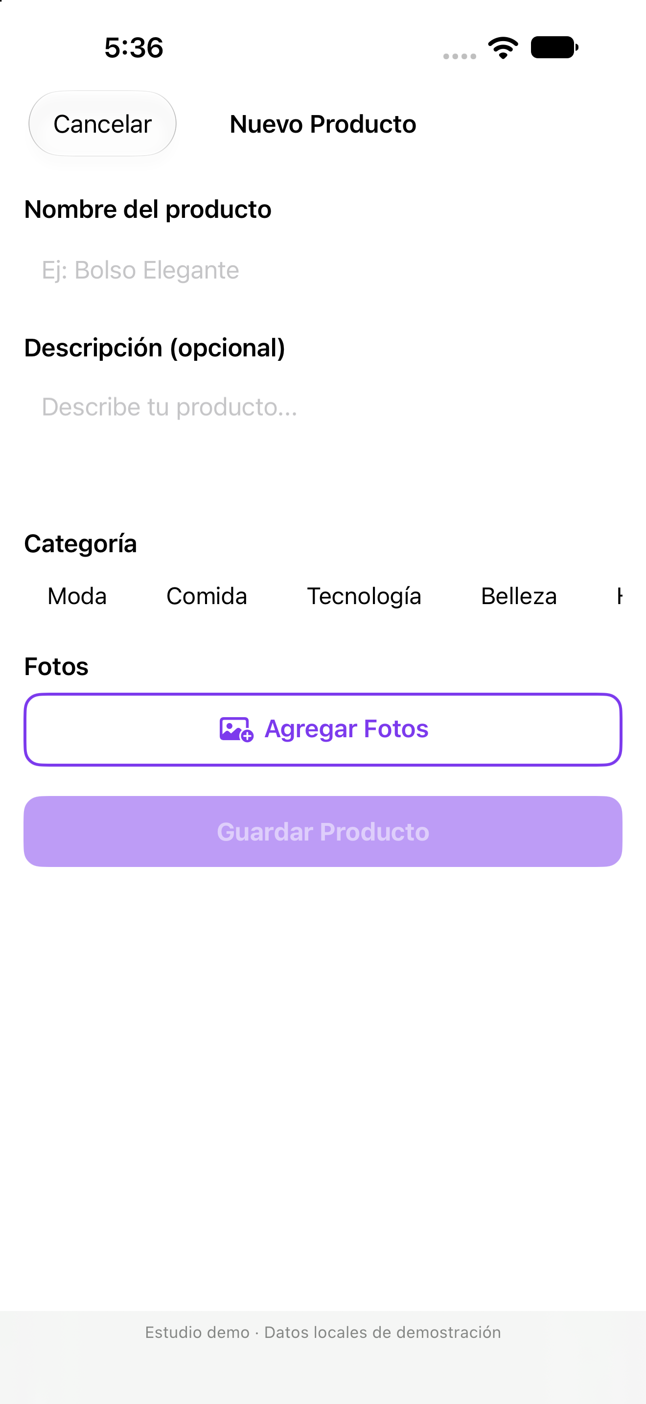 Sección Productos de Virtual UGC